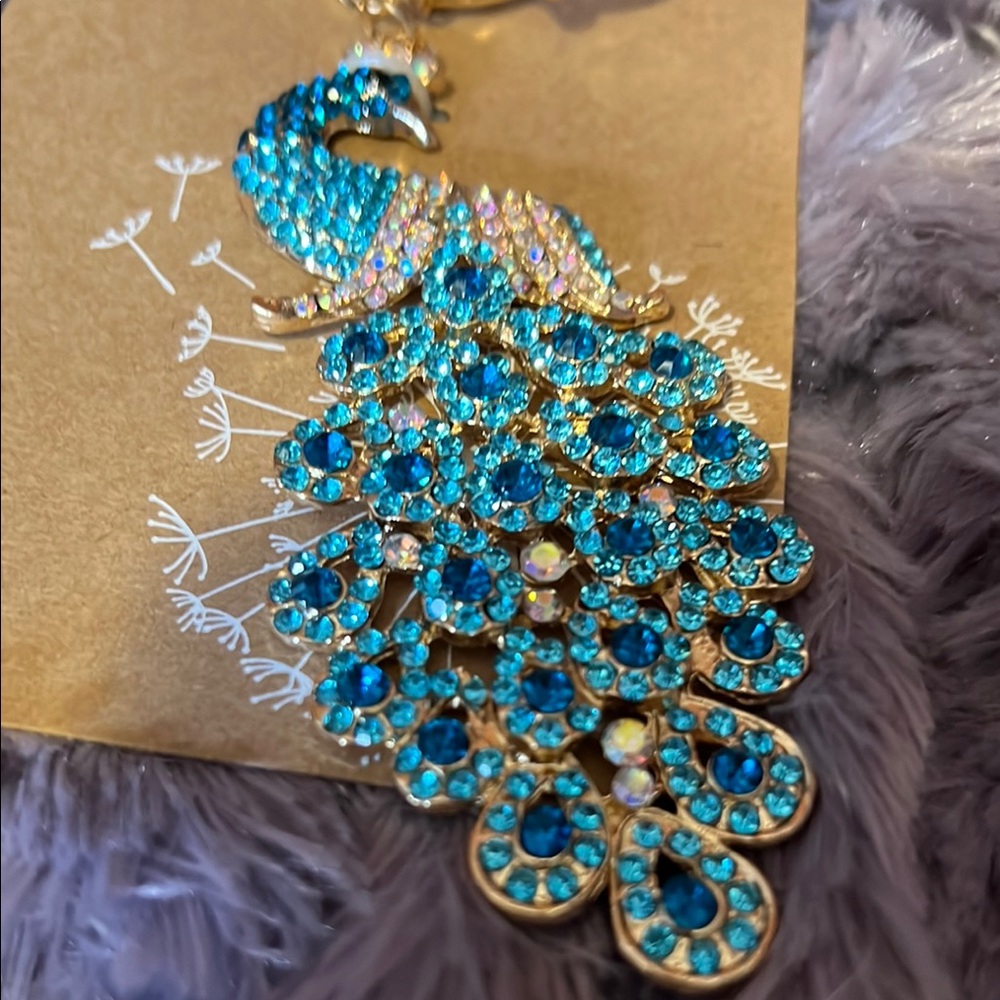 1pcs Rhinestone Peacock Bird Metal Sparkling Crystals Key Chain